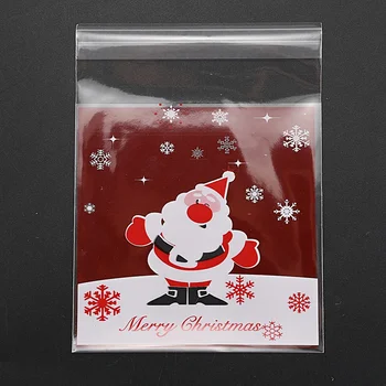 

New 100 Pcs Self Seal Adhesive Opp Bag Santa Claus Red for Candies Cookies Wedding
