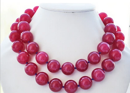 818 BEAUTIFUL 33" 18mm round plum bead necklace