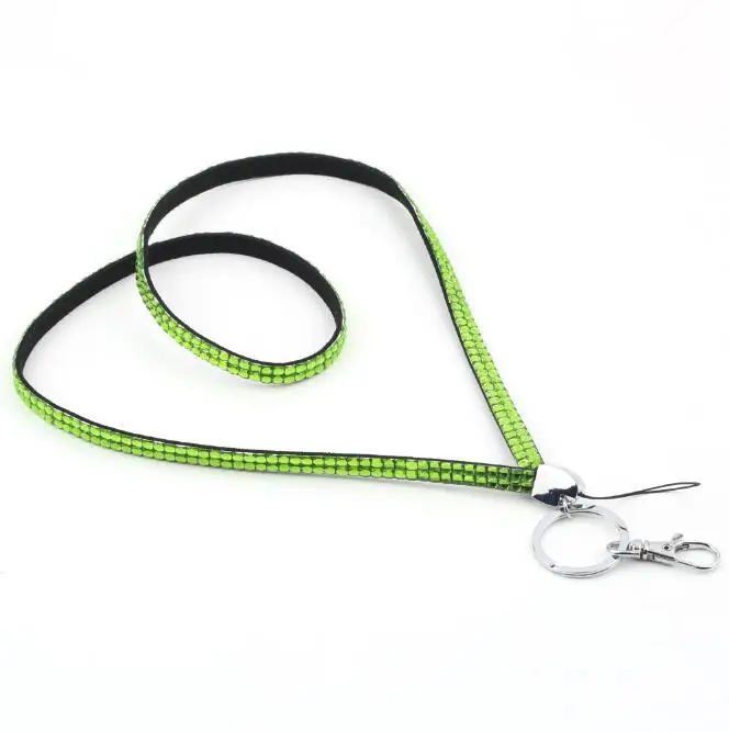Горячие Украшенные стразами ID Значок телефона и Bling custom шнурки w/Key Holder Кольцо Новые - Цвет: Green
