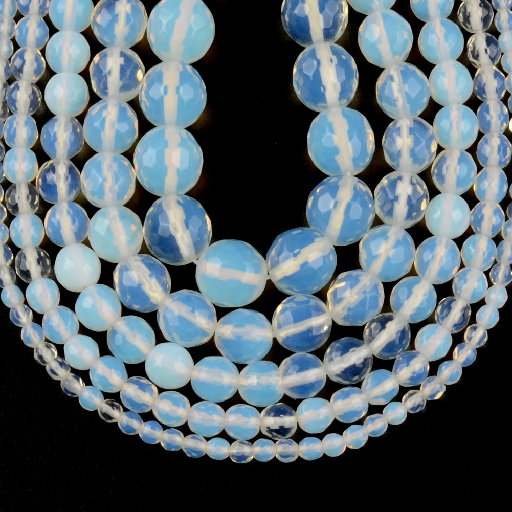 Natural Stone Beads Natural Stone Faceted Opal Beads Round Loose Spacer Beads Jewelry Making Diy Bracelet Charm Rings Accessories 4 6 8 10 12mm