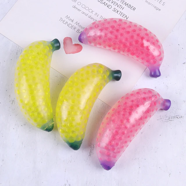 Spongy Banana Bead Stress Ball Toy Squeezable Soft Fruit Shape Sensory Adult Decompression Child Fidgeting Rebound Squeeze Toys 3