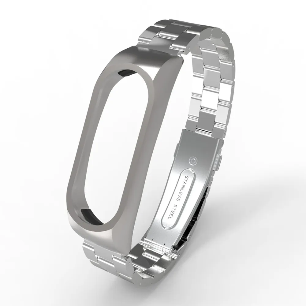 Металлический ремешок для смарт браслета Mi Band 2 черный серебристый розовый