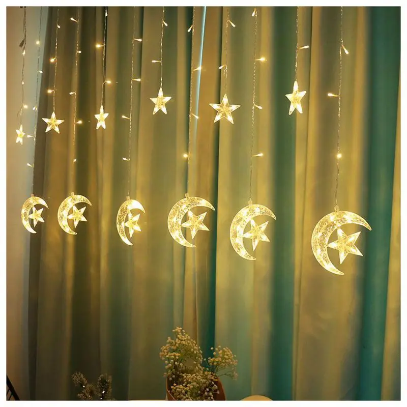 Newly LED String Light Star/moon-shaped Decorative Lamps For Curtain, Background Wall, Home Decor