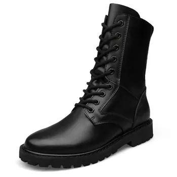 

Motocycle Boots Men Winter Combat Boots Non-slip Autumn Men's Genuine Leather Military Boot Army Plus Size 35-52 botas hombre