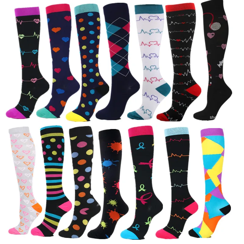 Chaussettes de Compression pour femmes et hommes, 48 styles, meilleure course, athlétisme, Sports de plein air, Crossfit, voyages, infirmières, course à pied