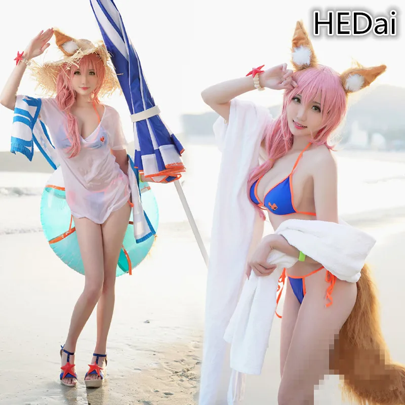 Игра Cos FGO Fate/Grand Order tamamo no Mae женский костюм для косплея сексуальные бикини