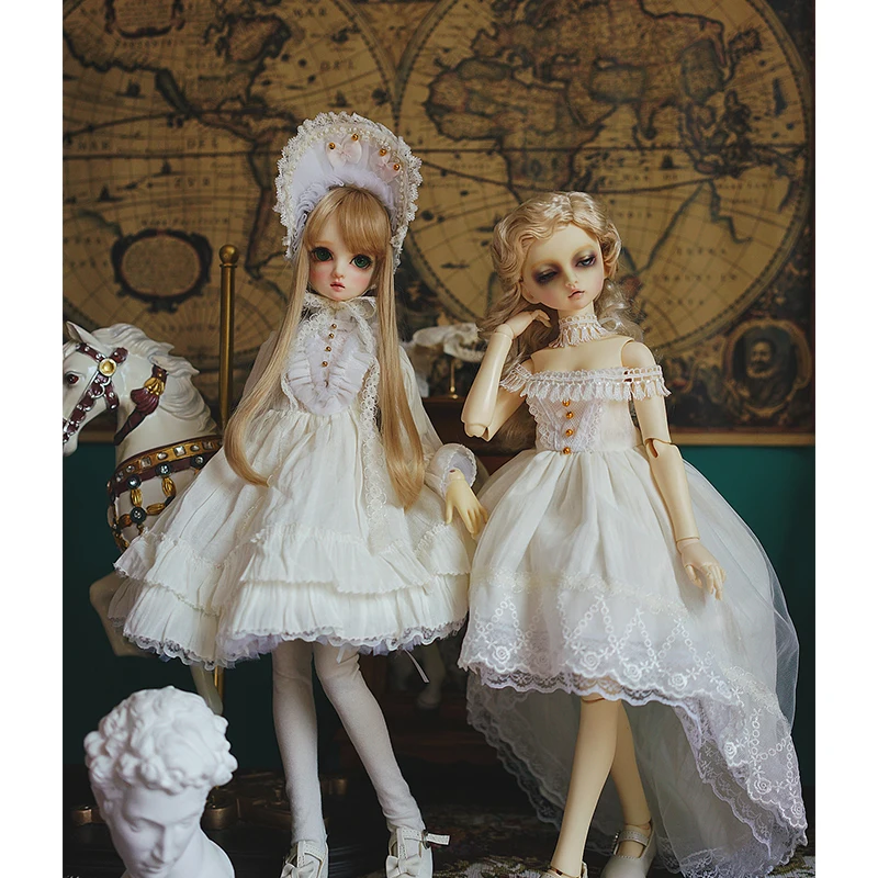 BJD платье без рукавов сказочное платье+ украшения на шею для 1/6 1/4 1/3 BJD кукла аксессуары костюм белое платье