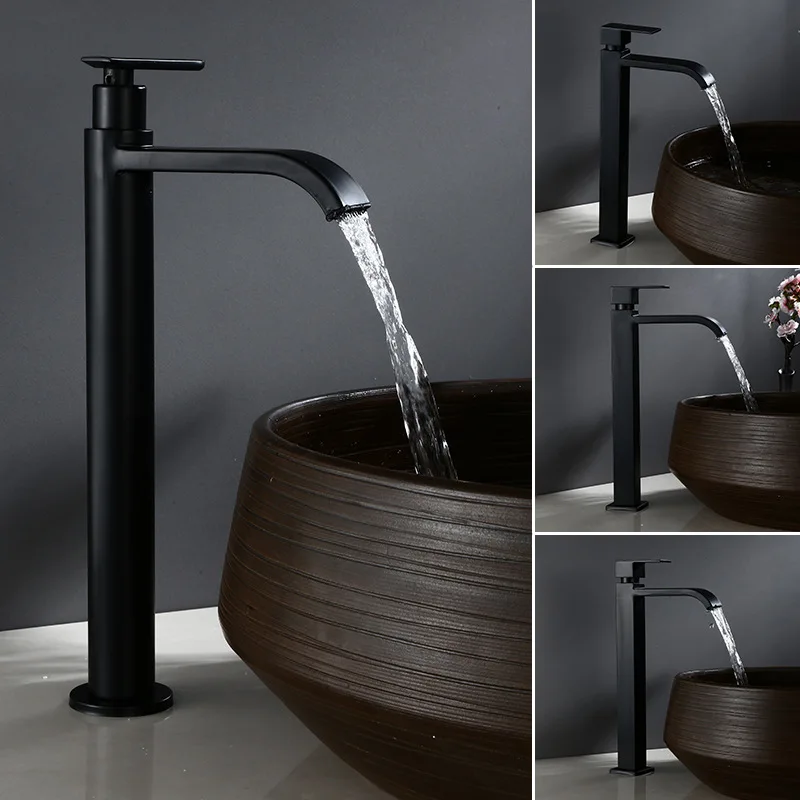 

G1/2inch Black Basin Faucet Stainless Steel Washbasin Faucets Single Cold Water Tap for Kitchen Bathroom basin water taps