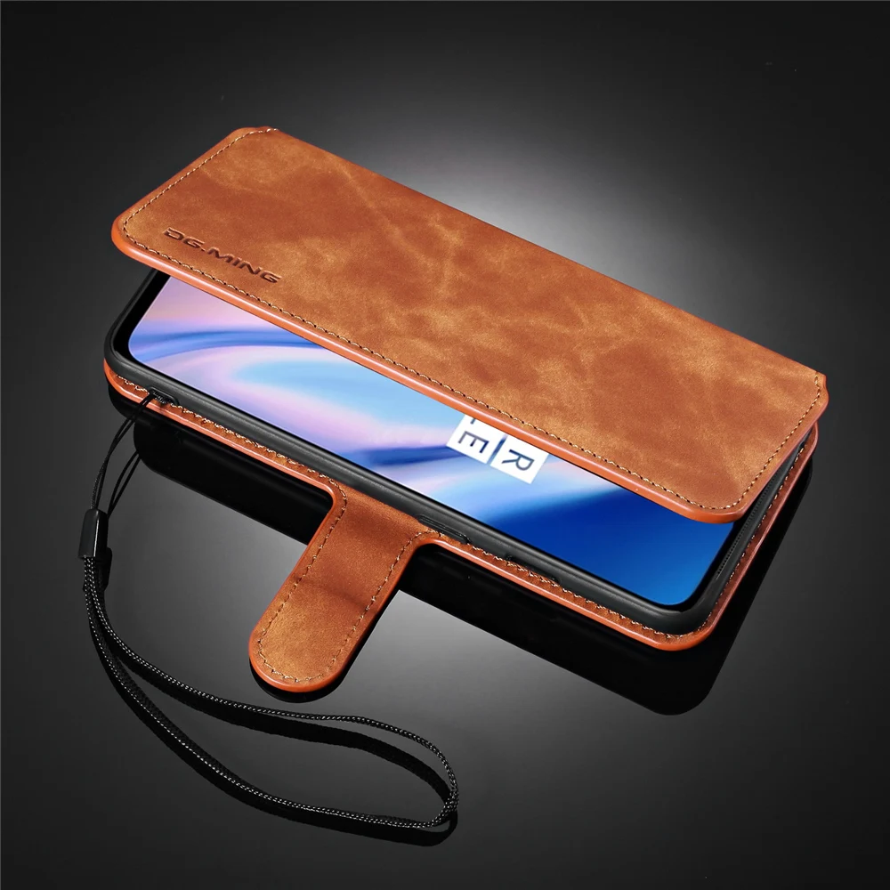 Ретро стиль, размер 7 лет чехол OnePlus 7T Кожаный чехол-портмоне с откидной крышкой Роскошный чехол-портмоне из кожи Текстура One Plus защитой от воровства с магнитной кнопкой, защитный чехол для телефона 4 камеры круглый