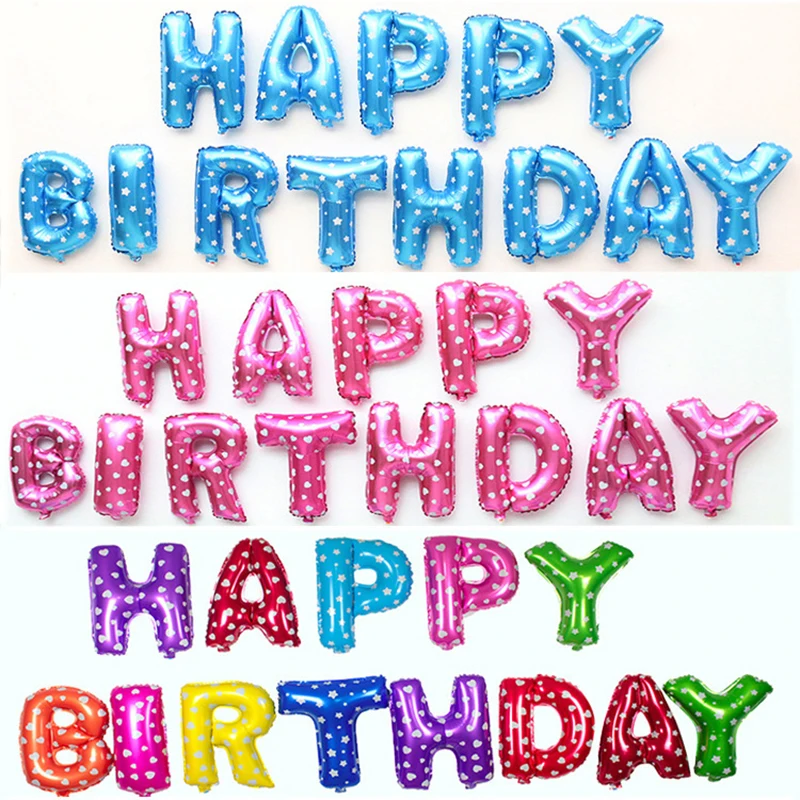 

16 inch Letters HAPPY BIRTHDAY Foil Balloons Happy Birthday Party Decoration Kids Alphabet Air Balloons Baby Shower Supplies