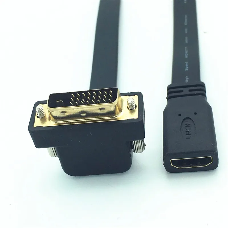 DVI-D 24+ 1 Мужской 90 градусов под прямым углом к HDMI Женский Кабель 0,3 м