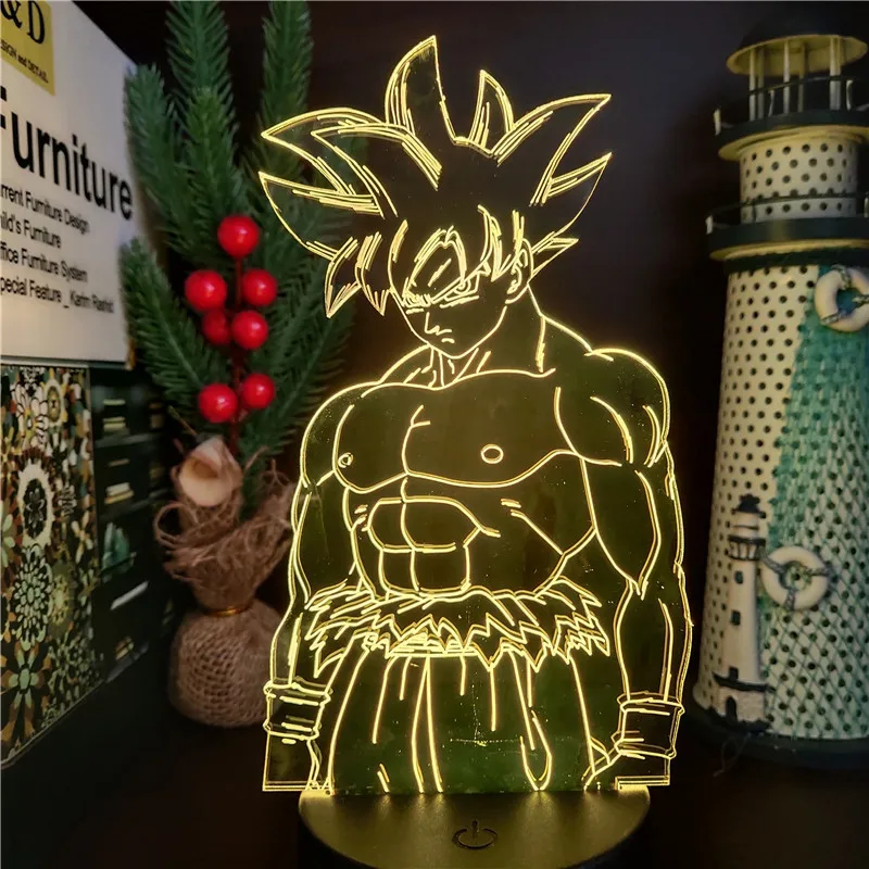 3D Lamp Dragon Ball Son Goku Ultra Instinct LED Night Light Anime Figure Lampara Children Bedside Decoration Manga Lights Lampe