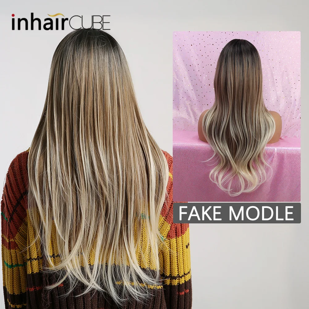 ESIN Женский синтетический парик брюнетка Шелковистые темные волосы высокого