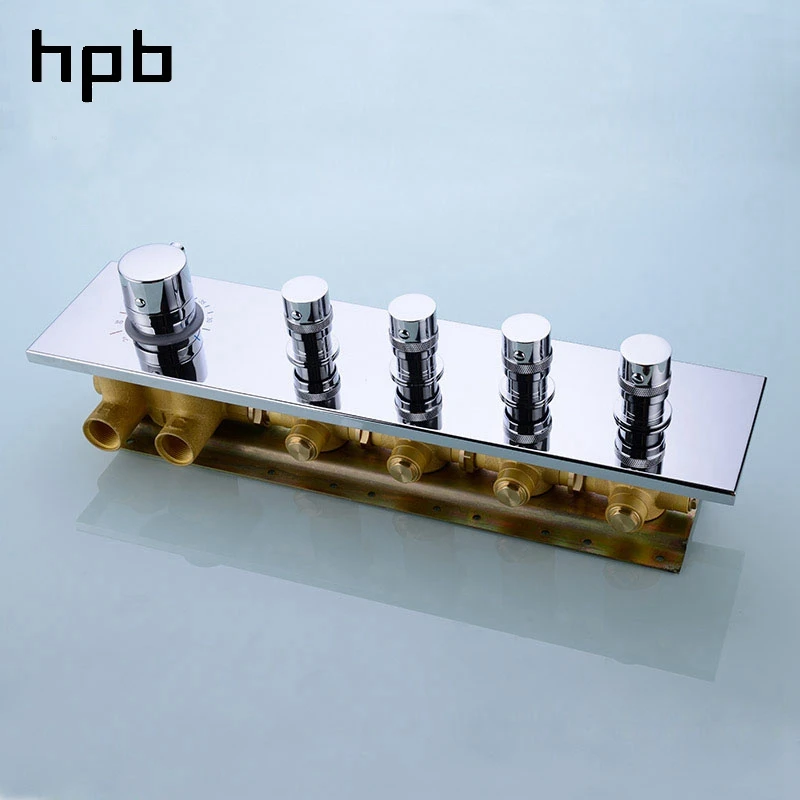 HPB Led душевая головка латунный клапан для тела для душа набор с боковым распылением тела струйный массаж спа смеситель для душа 020-50X36E-4MF