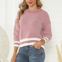 Женские свитера, повседневные Лоскутные Свитера, куртка с круглым вырезом, свитера, блузки, свободные топы с длинным рукавом, жилетка, femme manche longue L826