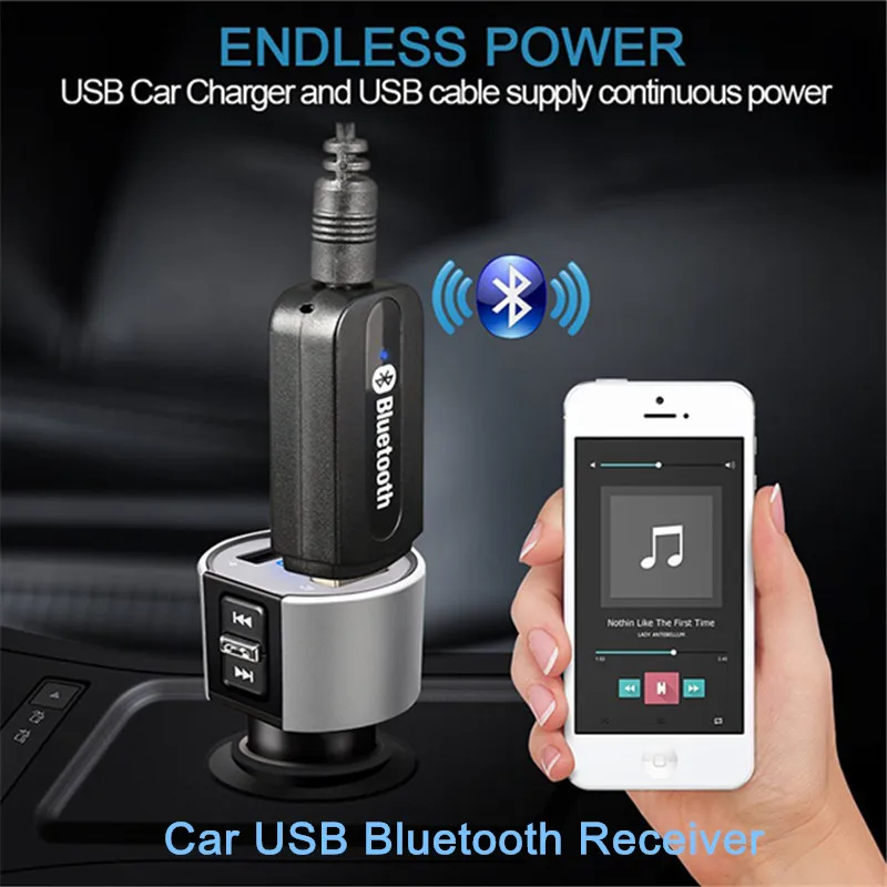 With 3.5mm audio Cable USB Bluetooth Receiver Wireless Audio Car kit 5V