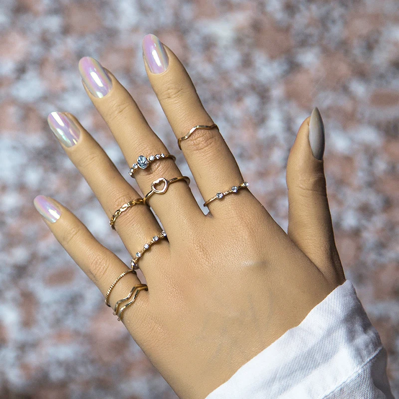 9 шт. набор колец в богемном стиле с геометрическим сердцем | Украшения и