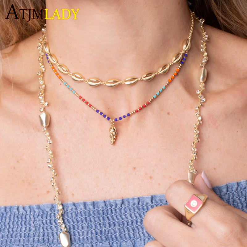 2021 летние пляжные украшения золотого цвета с морскими ракушками и очарование 32 + 8