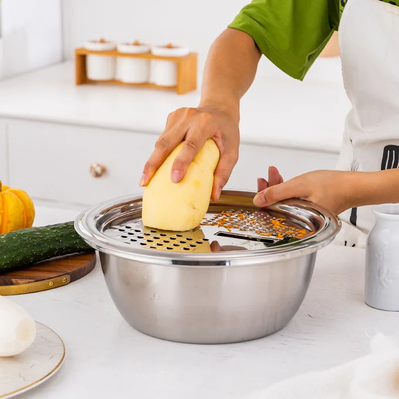 

Kitchen Multi-functional Cutting up Vegetables Useful Product Washing Basin Drain Basket Household Shredded Potatoes Slice Shred