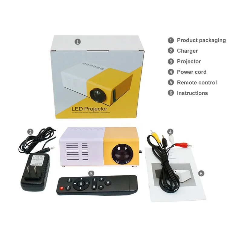 Светодиодный портативный мини-проектор Full HD 1080P для детей, видео ТВ, кино, игры, 1 шт