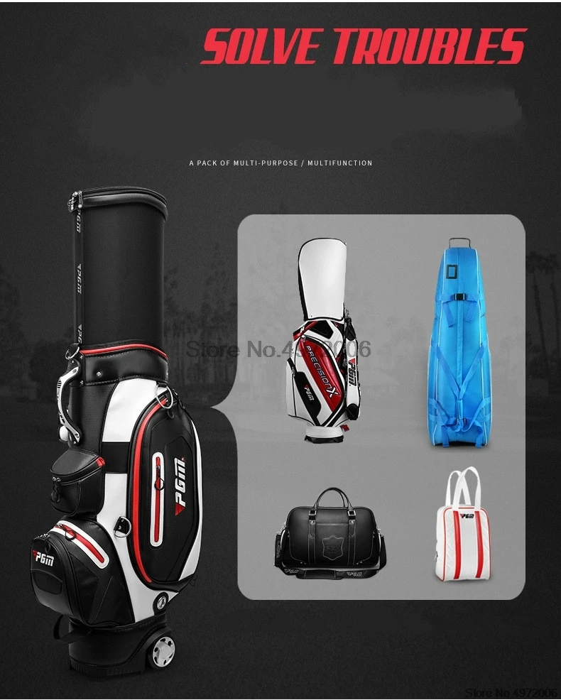 PGM стандартная сумка для гольфа Выдвижная верхняя крышка водостойкая сумка для гольфа с большой ролик-колесо бесплатная дождевик D0741