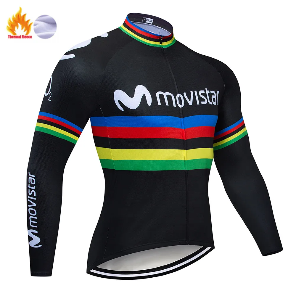 Movistar Pro Team зимний теплый флисовый длинный комплект одежды для мужчин, Велоспорт Джерси, нагрудник, велосипед, Ropa Ciclismo, велосипедная одежда
