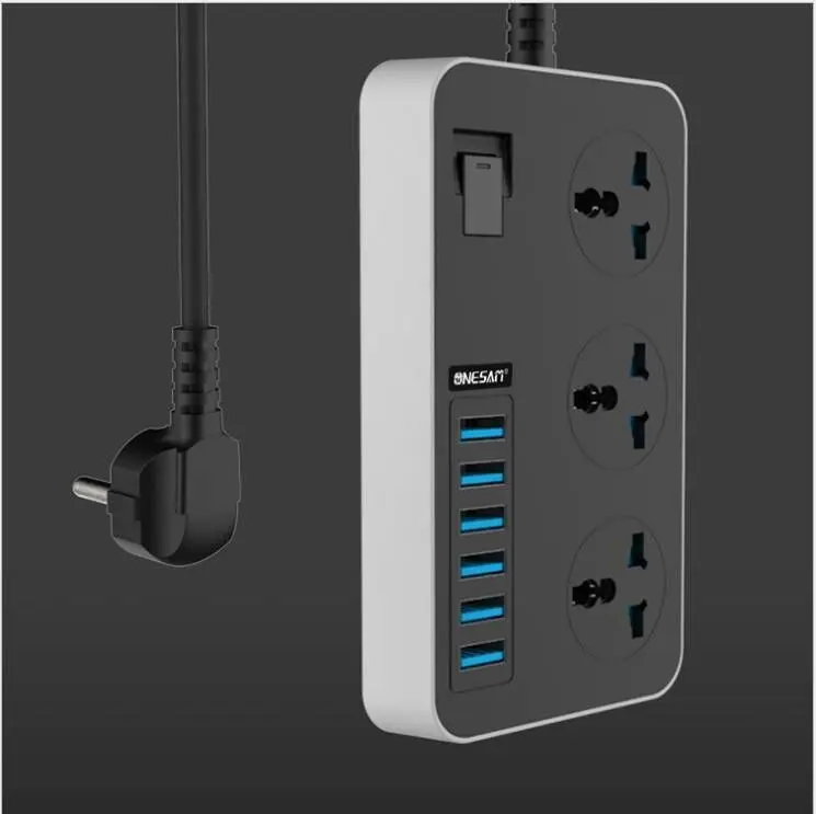 

Умная многофункциональная розетка с 6 USB-портами, 16 А, 3000 Вт