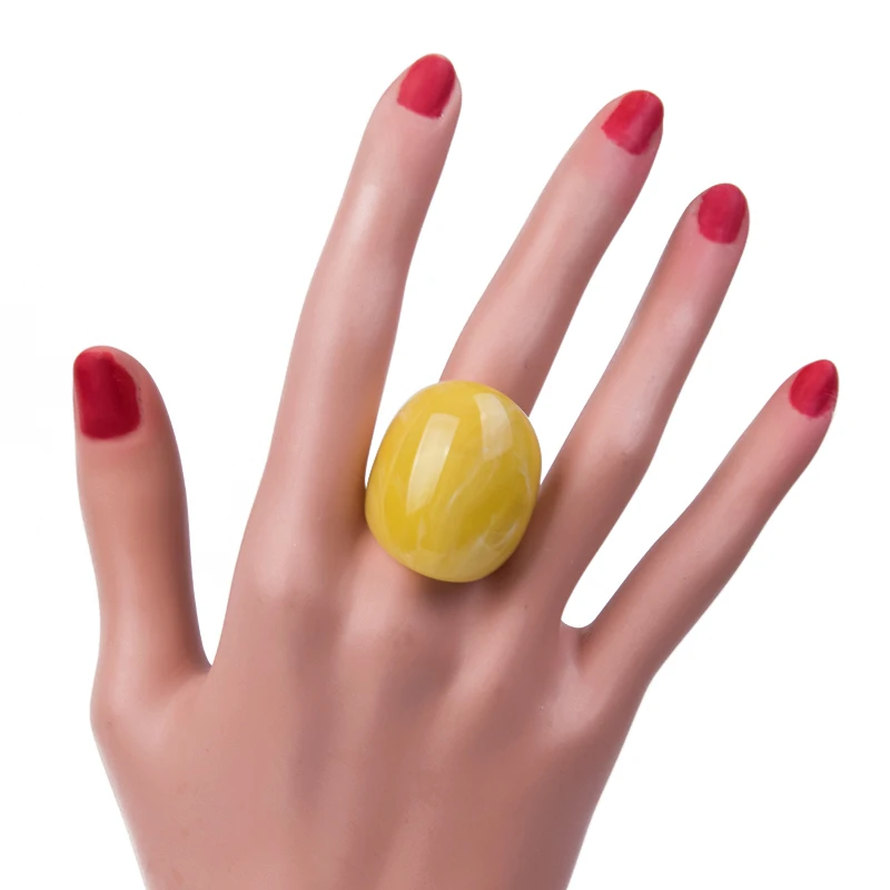Hot Sale Fashion Big Resin Rings Women Design Acrylic Irregular Shape Ring Unique Punk Style Party Jewelry Gift Free Shipping - Цвет основного камня: size-7
