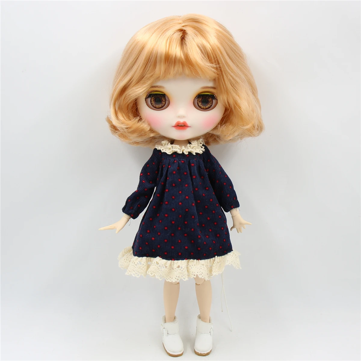 Ледяная фабрика blyth кукла 1/6 bjd белая кожа шарнир тело короткие золотые волосы, новое матовое лицо с зубами, 30 см BL2240