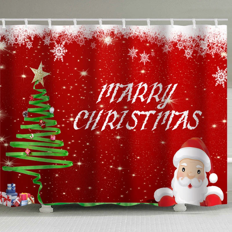 3D Printing Cat Playing With Snow Christmas Stockings Bathroom Shower Curtain Christmas Gift Decor Multi-size Shower Curtain