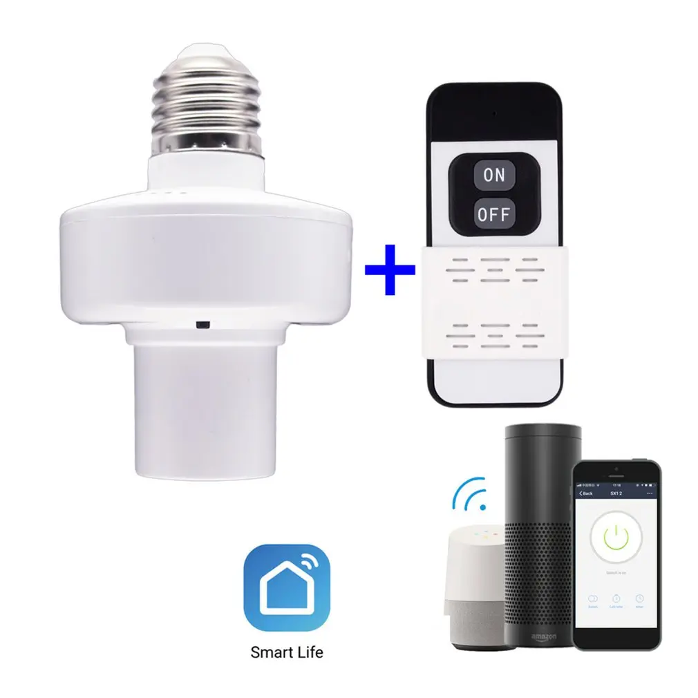 E27 WiFi умный светильник, розетка, умная лампа, головной светильник, лампочка, розетка с радиочастотным приемником и пультом дистанционного управления для ECHO для Google