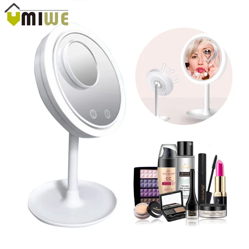 

3 In 1 LED Portable 5X Magnifie LED Lamp Desktop Folding Makeup Mirror With Touch Dimmer Switch Battery Operated Cosmetic Beauty