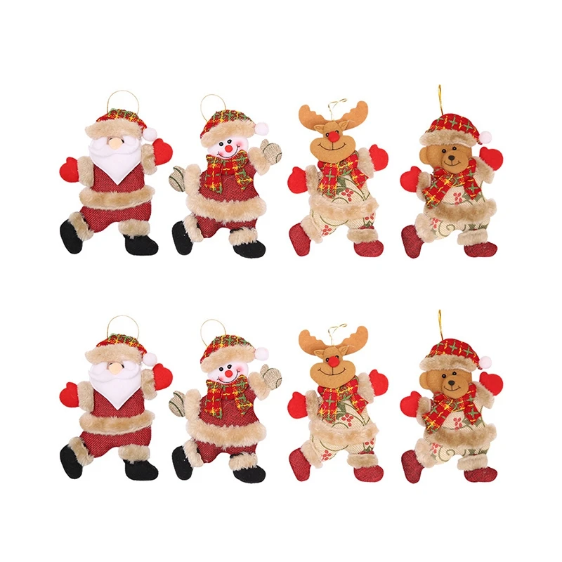 8 шт. рождественские украшения Рождественский подарок Санта Клаус Снеговик Дерево Игрушка Кукла подвесные украшения для дома