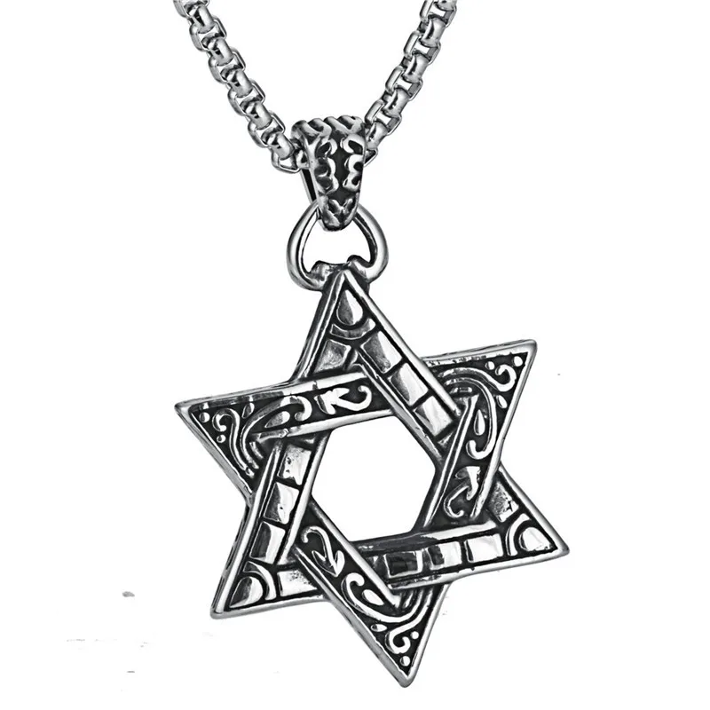 

Amazon New Style Titanium Steel Sculptured Star Pendant Retro Punk Nightclub Stainless Steel Hexagram Pendant