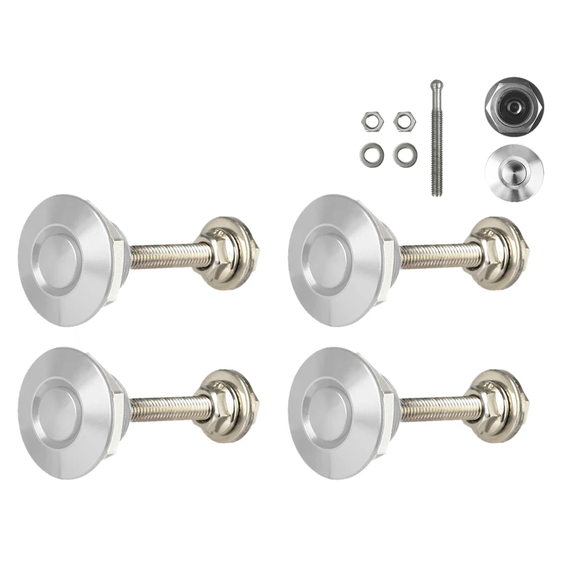 Hood Pins Lock 4X Quick Release Push Hood Latch Button Car Pin Bonnet Bumper Clip Latches