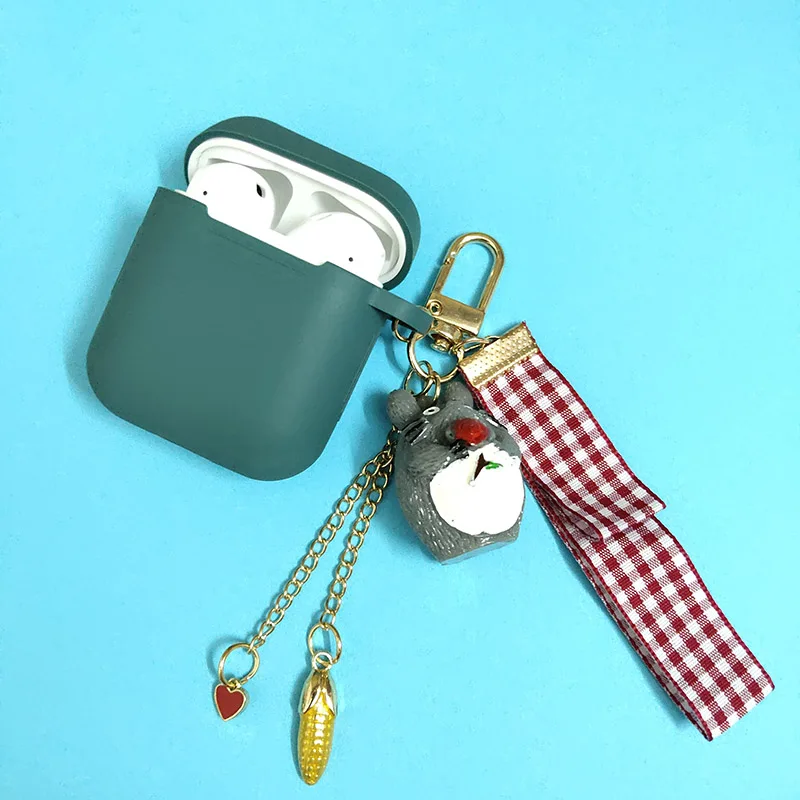 Dark Green Totoro Япония роскошный мультфильм луна кулон для девочек для Apple Airpods силиконовый чехол Аксессуары для наушников Наушники Чехлы Защитные - Цвет: Dark Green Totoro
