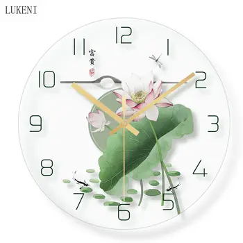 

29.5cm Lotus Tempered glass wall clock Home Decor Wall Decor