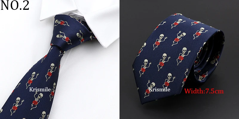 Neue Casual Schädel Krawatten Für Männer Klassische Dünne 8 cm Polyester Krawatten Mode Mann Krawatte Geschenk Für Männer Hochzeit bräutigam Business Krawatte – Detail 6
