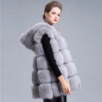 

Long and medium-sized women's cross-border cloak fur jacket with fox-like fur cap and waistcoat new in 2019