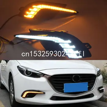 

LED DRL Turn Indicator Signal Daytime Running Fog lights Fit For Mazda 3 2017-18