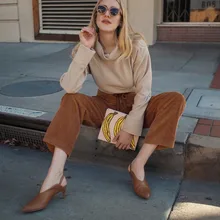

Women's Corduroy Pants 2021 High Waist Elastic Vintage Drawstring Wide Leg Trouser Winter Warm Casual Loose Office Trousers