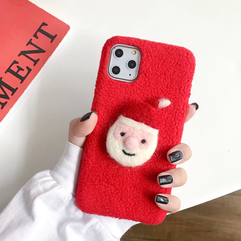 Милый плюшевый чехол с Санта Клаусом для iPhone 11 Pro Max, чехол, Мягкая силиконовая задняя крышка для iPhone X, XR, XS, MAX, 7, 8, 6, 6S Plus, Funda Capa