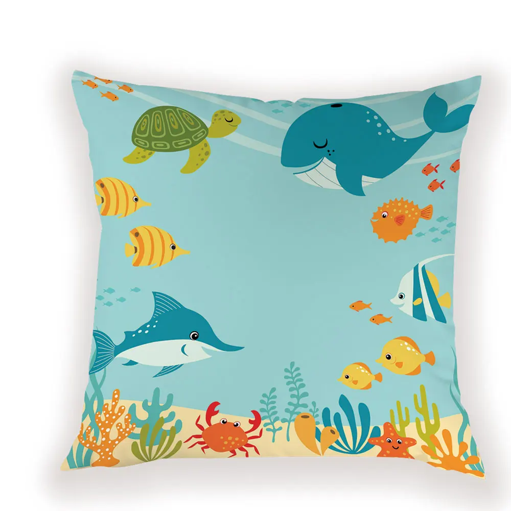 L1140-5 Narwhal Coussin чехол для подушки скандинавский океан компас с акулой лодка подушки для сиденья белый чехол для подушки домашний диван декодер Cojines - Цвет: L1140-5
