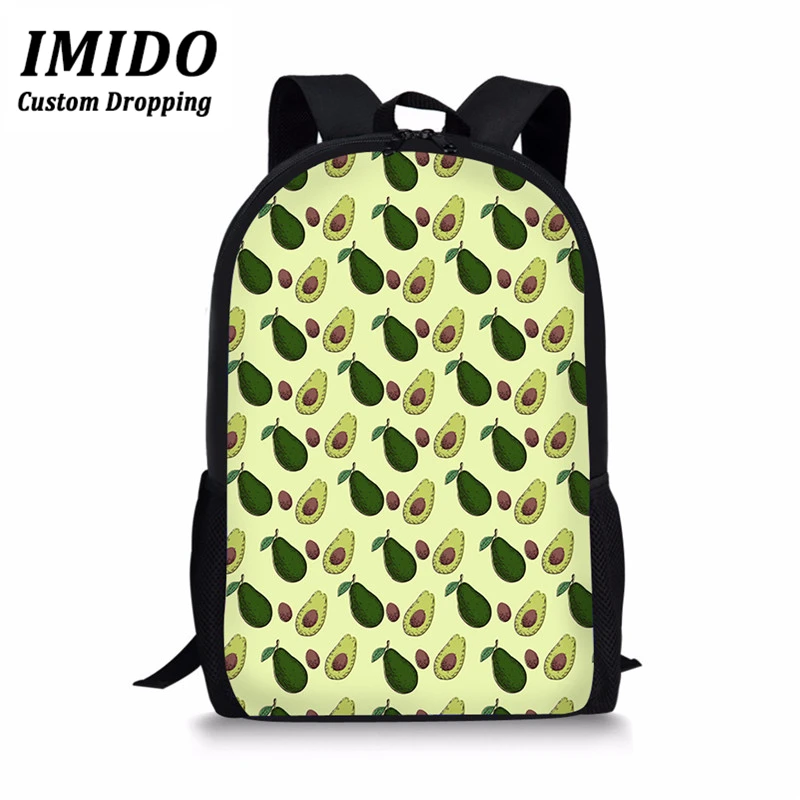 

IMIDO Cute Backpack Fresh Avocado Pattern Primary Students School Backpack Women Fashion Bagpack For Teenagers Girls Mochilas