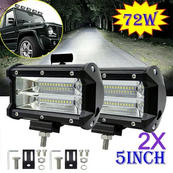 

2pcs DC10-48V 72W 5-Inch 24-LEDs Work Light Bar Driving Spotlight 6000K For Polaris Car SUV Truck Off-Road Boat 4x4 Roof Light