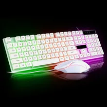 Juego de teclado y ratón con luz blanca, kit de retroiluminación, juego de ratón y teclado, tapa de tecla flotante UU