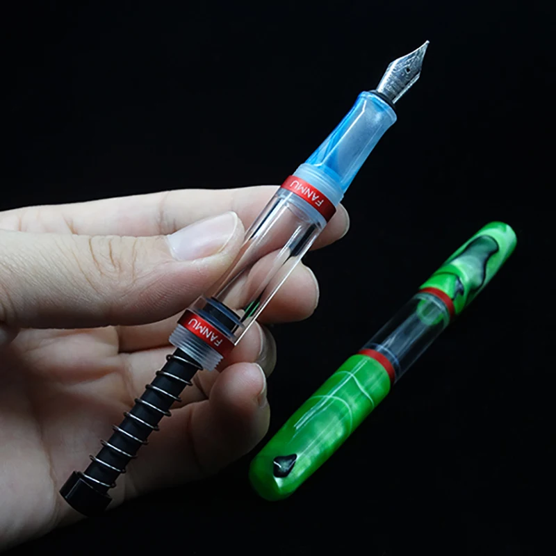 Automatic Ink-absorbing Pen Transparent Resin Pen Large Capacity Ink Storage Fountain Pen 0.5mm 2l automatic c at water fountain