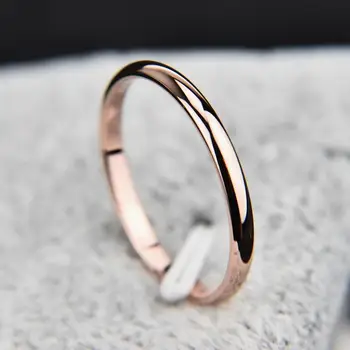 

1PC Hot Titanium Steel Rose Gold Ring Anti-allergy Smooth Simple Wedding Couples Bijouterie Rings For Women Men Jewelry Gift
