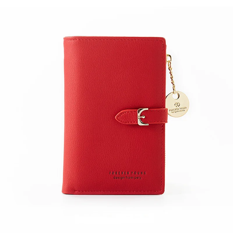 Брендовый дизайнерский кожаный кошелек, много отделений, держателей карт, на молнии, портмоне, Дамский кошелек, женские кошельки, женские маленькие кошельки, Cartera - Цвет: Red