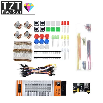 

TZT generic parts package + 3.3V/5V power module+MB-102 830 points Breadboard +65 Flexible cables+ jumper wire box for Arduino